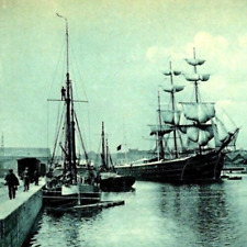 Belgium Ships in Harbor RPPC Ostende Postcard Ecole Des Mousses Dr Trenkler picture