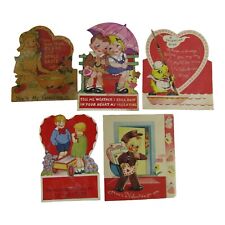 Lot of 5 Victorian Valentines Day Love Cards Die Cut Cards Notes Mailers Medium picture