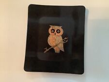 Vintage Couroc Of Monterey Inlaid Owl Trinket Plate Tray Retro Decor 7x6” Nice picture
