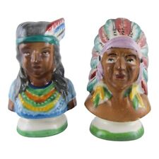 Vintage Occupied Japan Ceramic Native American Salt and Pepper Shaker Set picture