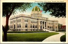 Roswell Chaves Co. Court House New Mexico White Border Teich Card Posted 1938 NM picture