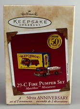 Hallmark Keepsake Ornaments Matchbox 50th Anniversary 29-C Fire Pumper Set 2002 picture
