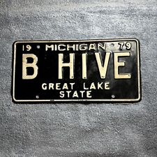 1979 Michigan Vanity License Plate B Hive Bee Hive Great Lake State picture