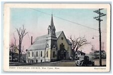 c1910's First Unitarian Church Car West Upton MA, Handcolored Antique Postcard picture