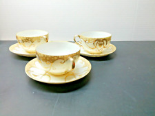 SET OF 3 TEACUP & SAUCERS JAPAN HAND PAINTED picture