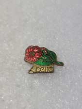 Vtg Alberta Canada Mint Wild Red Rose Enamel Lapel Pin Single Clutch Back picture