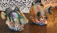 Vintage Iridescent  Fish figurines Ceramic Porcelain4” Tall Hand Painted Fine picture