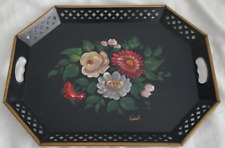 Vintage NASHCO New York Hand Painted Floral Tole Metal Serving Tray Toleware  picture