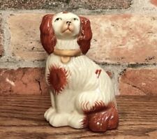 Staffordshire Red & White Spaniel Dog Miniature Porcelain Figurine picture