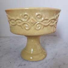 Vintage UPCO Yellow Speckled Pedestal Planter with Scroll Pattern 6 Inches picture