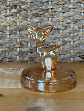 Vintage Jeanette Marigold Carnival Glass Deer Canister Lid Only Replacement picture