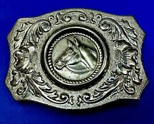 Chambers Brand Swinging Centerpiece Belt Buckle - Horse Head / Silver Dollar picture