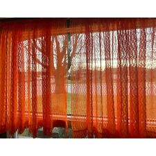 Vintage 1970s orange curtain, woven groovy mesh, short wide, price per panel picture
