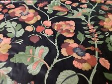 VINTAGE KAUFMAN PASSAGE TO INDIA FABRIC 4 YARDS BLACK FLORAL picture