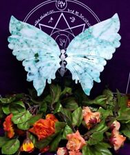 Stunning Large Carved Phoenix Stone Crystal Butterfly Wings + Stand Must See picture