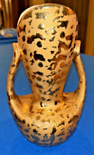 24 Carat Gold Weeping Splatter Double Handle Tulip Vase MCM Made in USA 24kt picture