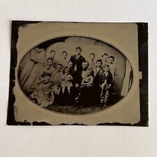 Antique 1/2 Plate Tintype Photograph Of A Cabinet Card/Tintype Big Family Odd picture