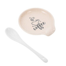 Set of Spoon Ceramic Rest Kitchen Counter Spoon Holder Soup Ladle Plate picture
