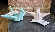 Ceramic Crane Origami Incense Holder - Turquoise Or Pink picture
