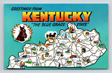 Pictorial Tourist Landmark Map Greetings From State of Kentucky KY Postcard picture