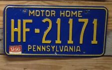 Pennsylvania Expired 1995 Motor Home License Plate AutoTag - HF-21171 ~ Embossed picture
