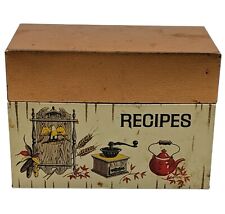 Vintage J Chein Tin Recipe Box Colonial Kitchen Items Americana picture