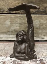 Mermaid Cast Iron Brown-Tone 8.5” Tall Nautical Bookend Figurine picture