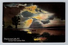 Chautauqua Lake NY-New York, Sunset From Celeron Park, Vintage c1907 Postcard picture