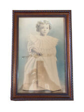 Framed Hand Tint Colorized Childs Portrait 15” X 10” Historical Antique Photo picture