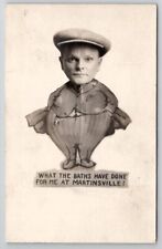 RPPC Martinsville IN Man Derby Cap Chubby Cartoon Body Photomontage Postcard O16 picture