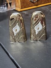 Vintage Mid Century Calla Lily Gold Plated Salt And Pepper Shakers  picture