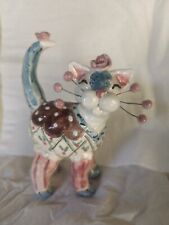 Victoria The Bathing Beauty- Cute Handmade WhimsiClay cat, with 2 Free Cat Pins picture