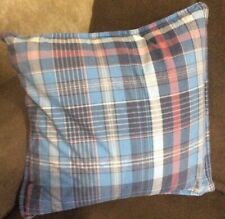Vintage Throw Pillow Madras Plaid Farmhouse Cottage Blue Down Feather Filled picture