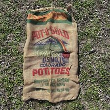 Vintage Pot-O-Gold Potato Sack Burlap Printed Design Colorado picture