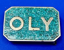 OLY  Custom Turquoise chip inlaid initials name artisan Belt Buckle picture