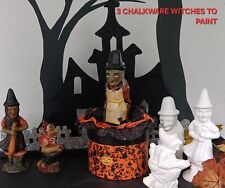 3 Vintage Chalkware Witches To Paint From Antique Chocolate Molds & Instructions picture