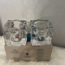 PartyLite Set of 2 Clear Glass GLACIER Ice Cube Votive Tealight Candle Holders picture