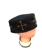 Orthodox Christian priest Skufia embroidered hat Black Gold threads picture