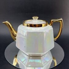 HJ Wood Medium Mother of Pearl Gold English Pottery Vintage Teapot England picture