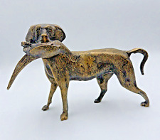 Cast Metal Bronze (?) Hunting Dog Statue w/ Bird in Mouth 14