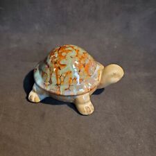 Art Pottery Green  Brown Glazed Spotted Turtle Figurine  picture