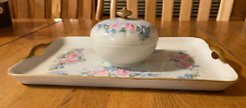 B&Co Limoges and Bavaria 2P Dresser Set Roses and Forget-Me-Nots picture