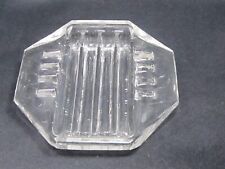 VINTAGE MCM CLEAR HEAVY GLASS OCTAGON ASHTRAY. picture