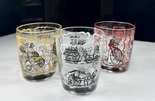 3 Vintage 50s - 60s Era Lowball Glasses Beautifully Detailed Excellent Vtg Cond picture