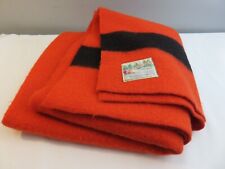 Orrlaskan 100% Wool Orr Felt & Blanket Red Black Strip 75 x 81 great cond. picture