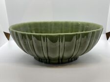 Vintage Haeger Pottery Planter Green Oval Ribbed Bowl 40208 Made in the USA picture