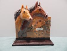 Vintage Horse Themed Accent Clock by Horiage 2002 Figi Graphics Resin New in Box picture