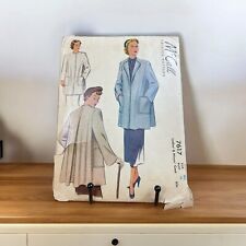 1949 McCall Sewing Pattern #7617 Ladies And Misses Coat Size 40 Bust 40 picture