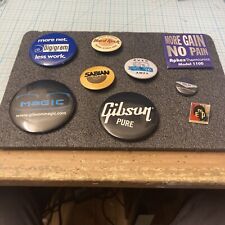 9 USED Vtg. Lot of Music related Pins- Gibson/Sabian/EMP/Aphex/Zvex/Digigram etc picture