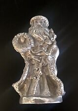Pewter Santa Claus Father Christmas Wreath Silver Statue Figure Figurine picture